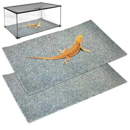 Tfwadmx Reptile Carpet, 2 Pack of Bearded Dragon Mat Terrarium Bedding Substrate Liner Reptile Mat for Snake Turtle Lizard Geckos Hermit Crabs (24'' X 16'')