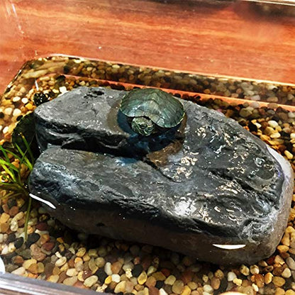 OMEM Reptile Box Shelter Terrarium Hideout Habitat Decor Humidify Hide Cave Turtle Ramp Basking Platforn Resin Rock
