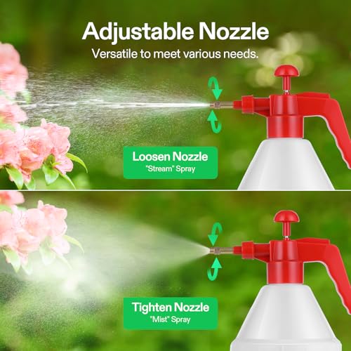 VIVOSUN 27oz Pump Sprayer, Handheld Garden Water Sprayer Bottle with Adjustable Brass Nozzle, for Spraying Plants, Flowers, Weeds and Cleaning, Red - color: Red, size: 27oz