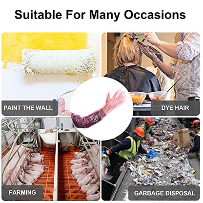 50 Disposable Field Dressing Gloves Veterinary Insemination Rectal Long Gloves, Extra Long Sleeve Full Arm - color: Red