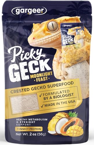 Gargeer 'Picky Geck' Moonlight Feast - Premium Crested Gecko Food | Vision & Metabolism Support with Premium Fruit Blend | No Fillers - Only Premium Ingredients | 2oz | Made in USA. Enjoy! - size: 2 Ounce (Pack of 1)