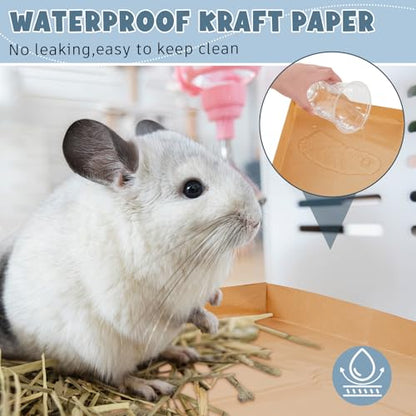 Fuyoooo 6 Pcs Disposable Guinea Pig Cage Liner 48 x 24 Unfolded Cage Disposable Bottom 4 x 2 ft Large Waterproof Kraft Paper Liner Bag for Small Animal Bedding Pet Supplies (with Tape)
