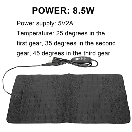 GOWENIC USB Reptile Heating Pad, Under Tank Heat Mat for Reptiles Tortoise Lizard, AntiScratch Pet Heater for Snake Gecko (L) - size: L