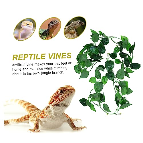 POPETPOP Simulation Vine Plant Decor for Lizard Terrarium Suction Cup Artificial Vines with Green Leaves Reptile Landscape Decoration for Reptile Habitats