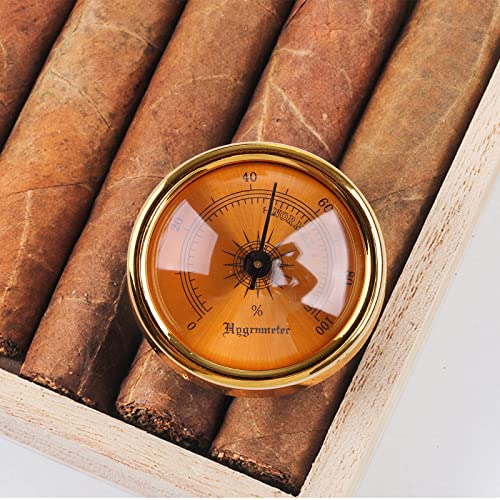 Rulbelok Mini Hygrometer Analog Hygrometer Mechanical Round Hygrometer Humidity Gauge for Cabinet Cans 1.77 Inch (Gold) Analog Hygrometer Indoor Humidity