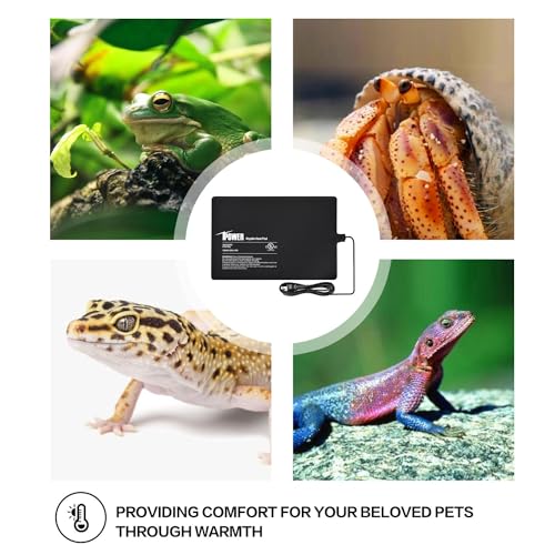 iPower Reptile Heating Pad, Under Tank Heater, Waterproof Terrarium Heat Mat 8X12 Inch, for Turtle, Lizard, Frog, Snake and Other Reptiles - size: 8" X 12", style: Heat Pad
