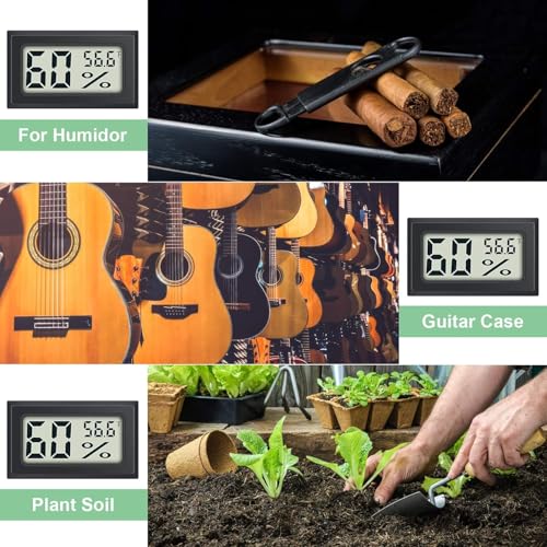 8 Pack Mini Indoor Temperature Humidity Meter Gauge Thermometer Hygrometer LCD Display Fahrenheit (℉) for Humidors Greenhouse Garden Cellar Jars Closet