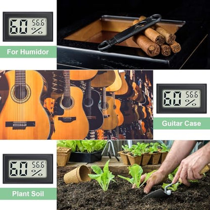 8 Pack Mini Indoor Temperature Humidity Meter Gauge Thermometer Hygrometer LCD Display Fahrenheit (℉) for Humidors Greenhouse Garden Cellar Jars Closet