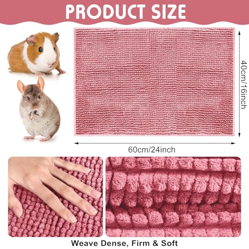 Amylove 4 Pcs Guinea Pig Cage Liner 16 x 24 Inch Washable Chenille Pee Pads Pet Dog Cat Bedding Training Mat Reusable for Small Animals Puppy Bunny Hamster Chinchilla - color: Green Pink, size: 16 x 24 Inch, style: Low Pile Chenille