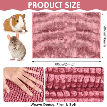 Amylove 4 Pcs Guinea Pig Cage Liner 16 x 24 Inch Washable Chenille Pee Pads Pet Dog Cat Bedding Training Mat Reusable for Small Animals Puppy Bunny Hamster Chinchilla - color: Green Pink, size: 16 x 24 Inch, style: Low Pile Chenille