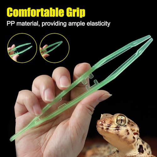 2PCS Reptile Feeding Tongs, 7.1" Aquarium Straight Curved Tweezers Terrarium Feeder Tool with Rubber Tip for Aquatic Plants Lizards Spider
