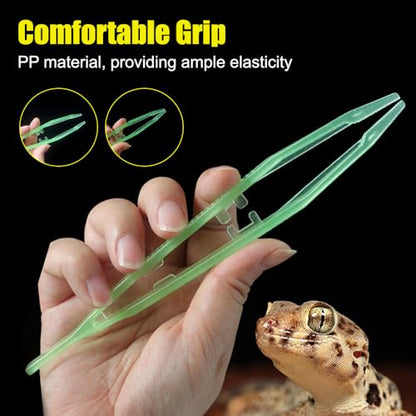 2PCS Reptile Feeding Tongs, 7.1" Aquarium Straight Curved Tweezers Terrarium Feeder Tool with Rubber Tip for Aquatic Plants Lizards Spider