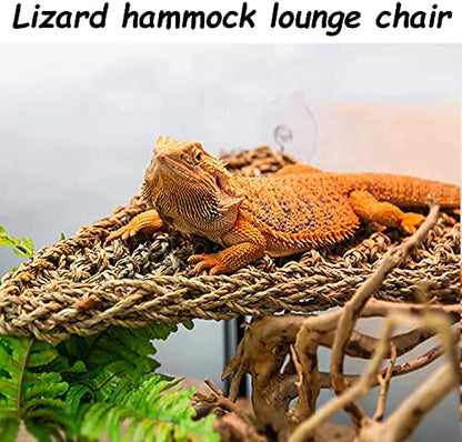 kathson Bearded Dragon Hammock Reptile Lounger Reptiles Plants Hanging Fake Vines Boston Climbing Terrarium Plant Lizard Tank Accessories Flexible Leaves Decor for Chameleon Gecko Snakes