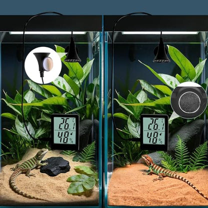 Digital Reptile Thermometer and Humidity Gauge, Large LED Display Terrarium Hygrometer with Adhesive Tape, for Bearded Dragon Tank, Leopard Gecko, Snake, Lizard, Hermit Crab Accessories
