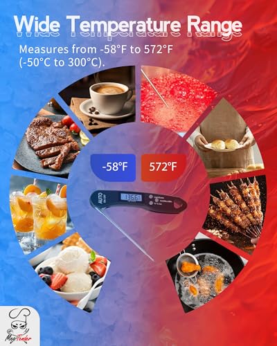5 PCs Fast 1.2s Instant Read Meat Thermometer for Grilling & Smoking, ±1°F Accuracy with Calibration, Reversible Backlit LCD for Left/Right Hand, Magnetic Digital Food Thermometer for BBQ, Candy, Oil