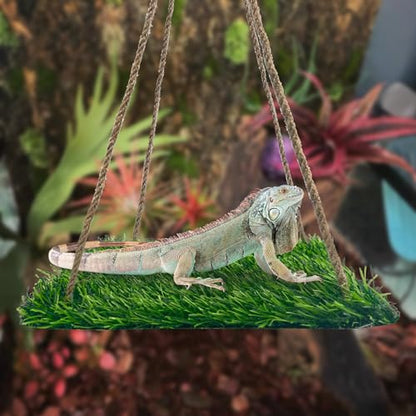 FlidRunest Large Green Bearded Dragon Hammock, Soft Reptile Lounger Terrarium Hanging Hammock for Hermit Crab, Lizard