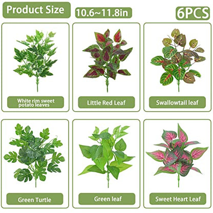 PINVNBY Reptile Terrarium Plants Hanging Artificial Lizards Habitat Climbing Decorations with Suction Cup Pets Tank Fake Green Plastic Ornament for Amphibians Bearded Dragons 6PCS…
