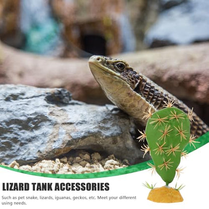 Artificial Reptile Terrarium Decor Fake Cactus Plant for Amphibian Habitat, Sturdy Plastic Reptile Tank Decoration Suitable for Gecko and Lizard Enclosures