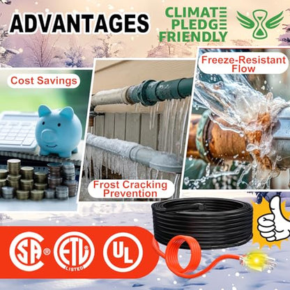 HEATIT Water Line Heat Tape - All-Season Pipe Freeze Protection, Hassle-Free Installation Heat Trace For Pipes, CSA & ETL Approved, Energy-Saving, Versatile, Long-Lasting HISD 12ft, 7w/ft, 120V - style: 12 Feet