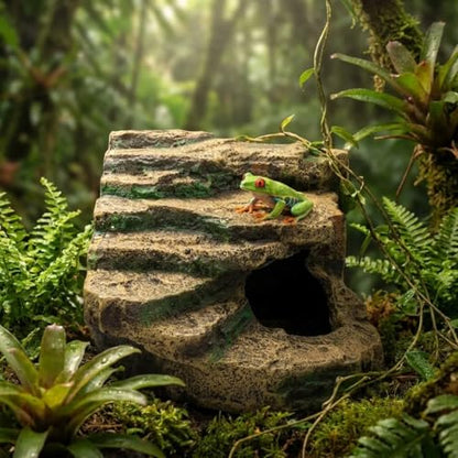 Large Resin Reptile Tank Accessories Hideouts Cave Habitat Decor for Leopard Gecko Lizards Turtle Toad Bearded Dragon, Realistic Rock Reptile Hide Cave, Durable Reptile Shelter for Terrarium