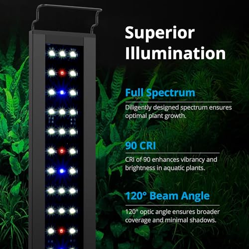 NICREW C10 Plants LED Aquarium Light, 18-24 in, 13 Watts, Full Spectrum Fish Tank Light with Timer, Day and Night Cycle, Brightness Adjustable - size: 18 - 24 in