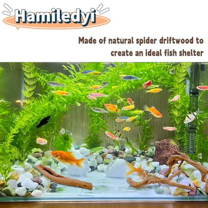 Hamiledyi 6-8in Aquarium Driftwood 3PCS Reptile Spider Wood Assorted Branches Natural Trunk Driftwood Tree Fish Tank Decoration - size: S:Spiderwood (6-8in 3PCS)
