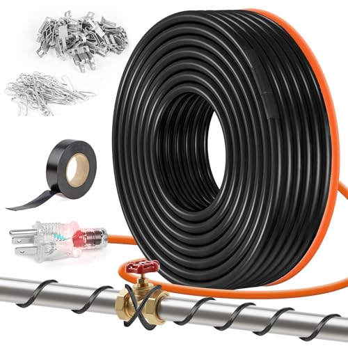 90FT（3FT-200FT） Pipe Heating Cable for Pipe Freeze Protection, Heat Cable for Water Pipes(Metal and Plastic), Pipe Heat Tape Keeps Water Flowing at -40°F 5w/ft, 120V Plumbing fixture - size: 90FT