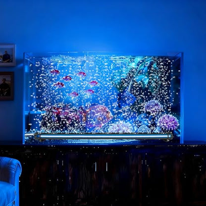 Submersible Bubble Aquarium Light：RGB Aquarium Light with Remote Control Oxygenator for Saltwater Coral Growth - 9 Inch Waterproof Fish Tank Light Designed for Aquarium Breeders - size: 9 inch Nanoscale Bubbles