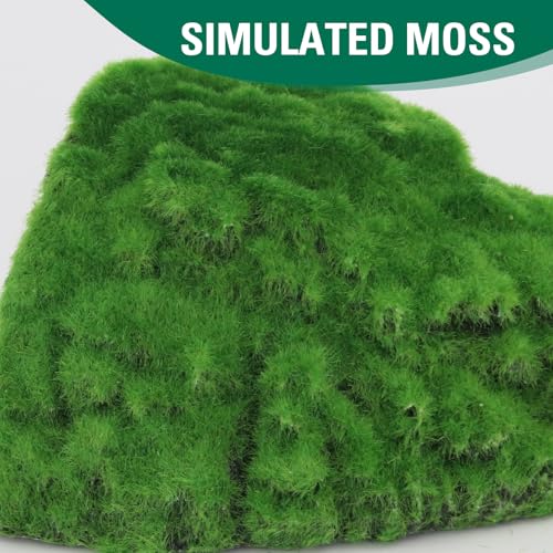 Mossy Reptile Rock Hides and Caves,Artificial Green Moss Cave Hideout for Reptile and Snake, Simulation Rock Tortoise Habitat Accessories,Terrarium & Aquariums Decor (Green, Small) - size: Small