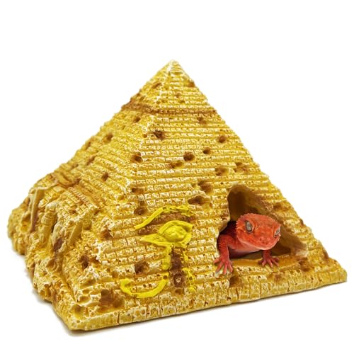 Pyramid Leopard Gecko Reptile Hide Geckos Bearded Dragon Egyptian Caves Shelter Egypt Décor Lizard Crested Hideout Tank Accessories Spider Decoration Amphibian Habitat - color: Pyramid-6inch