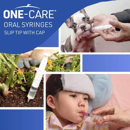 ONE-CARE 60ml Oral Syringe with Cap - Sterile, Individually Wrapped - 25 Syringes/box (25 Pack), Slip Tip, Syringe for Liquid, Versatiie use - size: 60ml