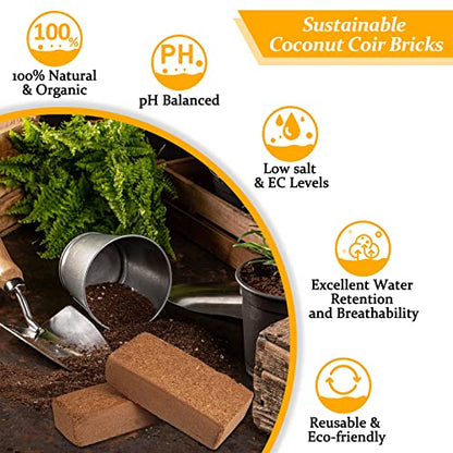 Riare 2pcs Organic Coco Coir Bricks Soil Blocks- 100% Natural Compressed Coco Peat Brick Coconut Fiber Substrate with Low EC& pH Balance, High Expansion Coco Coir Pith Coconut Husk for Garden - color: Pack of 2