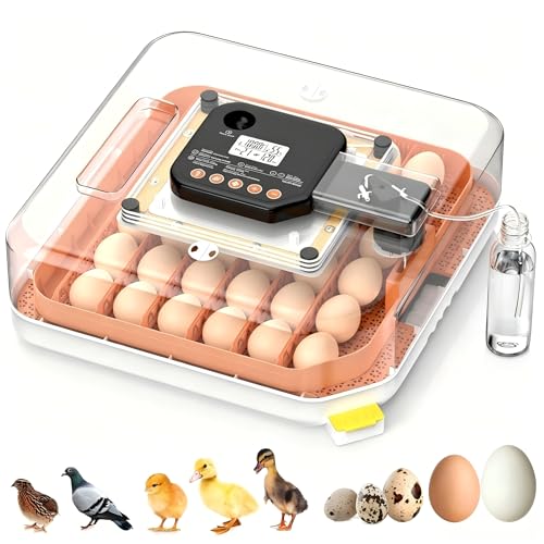 48 Egg Incubator with Auto Turner, Digital Temperature and Humidity Control, Built-in Egg Candler, External Water Refill - for Hatching Chicken, Duck, Quail, Goose Eggs