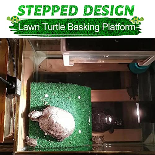 Keedolla Turtle Resting Basking Platform Simulation Grass Turtle Ramp, Lawn Tortoise Climbing Ladder Turtle Resting Terrace for Reptile Frog Terrapin - Middle - size: Medium