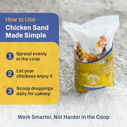 Premium Chicken Sand 50 lbs (56-Pack) – Dust-Free, Odor-Control Bedding for Chicken Coops, Nesting Boxes, and Runs – Natural Poultry Litter, 2800 lbs Total - size: 56 Pack