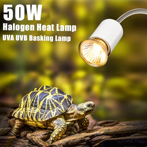 HURRISE 25W Halogen Heat Lamp Lightweight, Appetite UVB Promote Vitamin D3 Synthesis, Reptiles Lizard Aquarium, Full Spectrum Small Sun Light (50W) - size: 50 Watts
