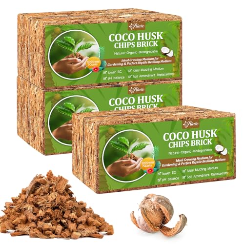 Riare 6 Pack Coco Chips Substrate for Plants- 6.6lb 100% Organic Coconut Husk Brick with Low EC and pH Balanced, High Expansion Coconut Substrate Coco Husk Mulch for Garden Flowers, Herbs, Planting - color: 6 Pack