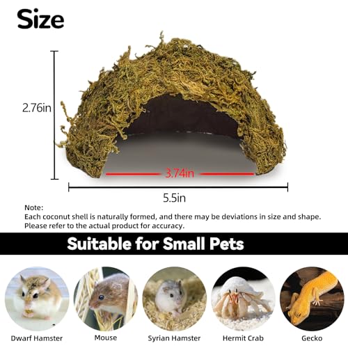 kathson 1Pcs Hamster Hideout, Moss Coconut Hut, Pet Hiding House, Hamster House for Mouse Mice Rat Guinea Pigs Reptiles - size: 1 PCS