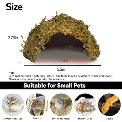 kathson 1Pcs Hamster Hideout, Moss Coconut Hut, Pet Hiding House, Hamster House for Mouse Mice Rat Guinea Pigs Reptiles - size: 1 PCS
