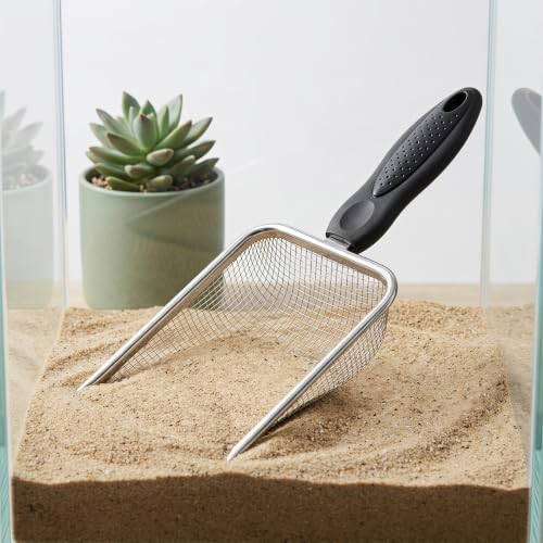 2PCS Cat Litter Shovel: Stainless Steel Litter Cleaner Corner Scoop - Mesh Poop Box Shovel for Reptile Terrarium Sand Waste Beach Scoop Cat Supplies (2.4mm, 3.4mm Hole)
