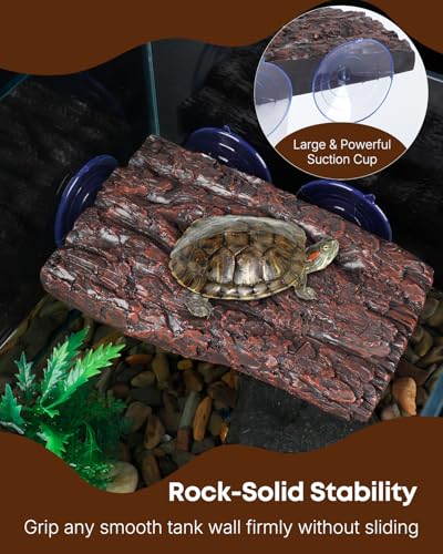 Pawfly Turtle Basking Platform — Resin Dock with 3 Suction Cups for Aquatic Turtles, Frogs, Turtle Tank Accessory