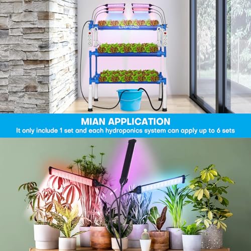 LED Grow Lights for Indoor Plants,Full Spectrum Clip Plant Growing Lamp with PVC Board for Hydroponics Plants,10-Level Dimmable,Auto On Off Timing 3 9 12Hrs(1 Pack)