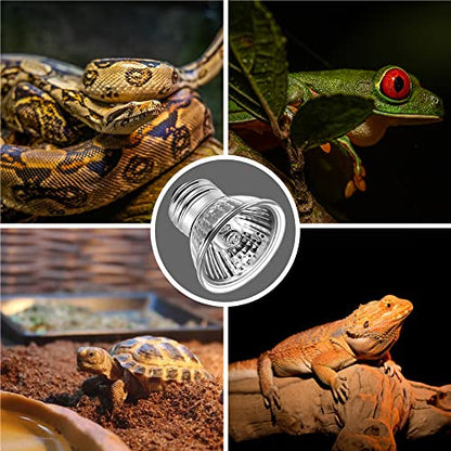 Briignite Reptile Heat Bulb 2 Pack, 50W UVA UVB Reptile Light Bulbs, Dimmable Heat Lamp Bulbs, Basking Light Bulb for Turtle, Beard Dragon Gecko Lizard Amphibians - color: Cream-50w Th09
