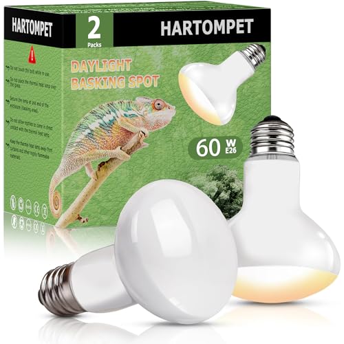 60W E26 Reptile Heat Lamp Bulbs, Upgraded UVA Basking Spot Light for Bearded Dragon, Lizard, Tortoise, Chicks & Amphibians - Simulated Natural Sunlight, Daylight Bulb fot Terrarium | 2 Pack - color: Basking Spot Lamp, size: 60W Upgraded - 3.1"