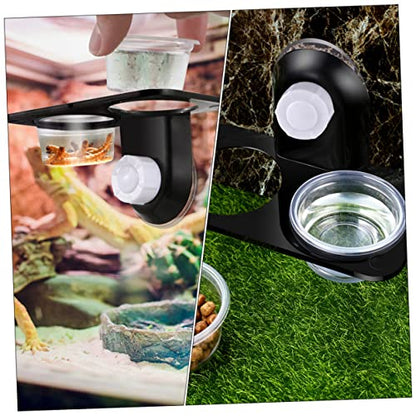 COLLBATH 2Pcs Reptile Food Bowl with Suction Cup Wall Hanging Feeder for Lizards and Geckos Durable Feeding Supplies with Strong Suction for Stable Use Tanks