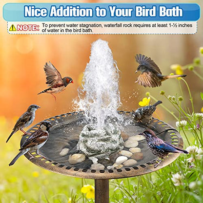 Bird Bath Fountain, Bird Bath Water Fountains with 7W Water Pump, Gray Moss Resin Granite Water Fountain Rock Waterfall for Birdbath, Bird Feeder - style: Gray Rock