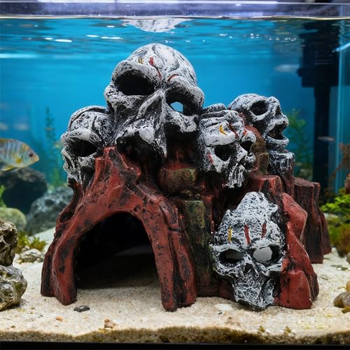 Unique Skull Cave Fish Tanks Decoration Fish House Cave Decorative Terrariums Landscaping Handcrafted Skull Aquariums