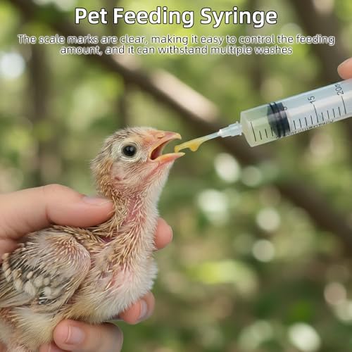 Baby Bird Feeding Syringes, Parrot Hand Syringe Feeder with Soft Tubes, Syringes with 5.94” Tube for Cat Dog Small Animals, Plastic Syringe for Milk Water Liquid Food, Reusable(10ml+10ml+20ml+60ml)