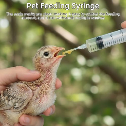Baby Bird Feeding Syringes, Parrot Hand Syringe Feeder with Soft Tubes, Syringes with 5.94” Tube for Cat Dog Small Animals, Plastic Syringe for Milk Water Liquid Food, Reusable(10ml+10ml+20ml+60ml)