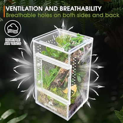 MYGIIKAKA Jumping Spider Enclosure Accessories, Tarantula Spider Box, Bug Cage, Praying Mantis Habitat Enclosure, Snail Insect Terrarium, Caterpillar Habitat (3x3x6 inch) - size: 3x3x6 inch